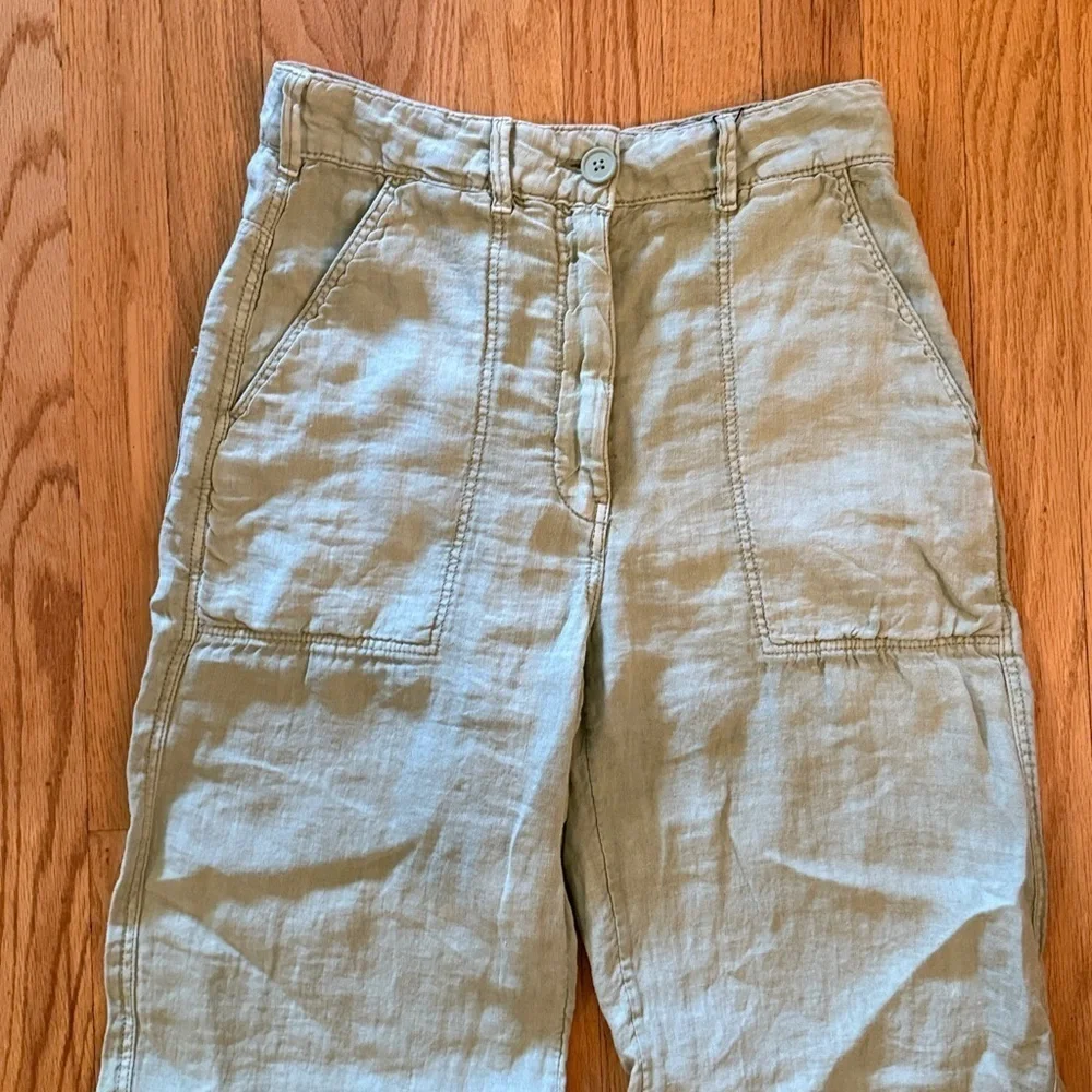 Zara XS Light Green Linen Pants NWT 14” across waist 12” rise 29” inseam